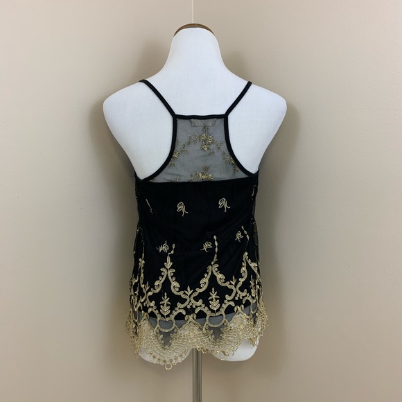 Altar’d State black & gold mesh tank top size S - Picture 3 of 7